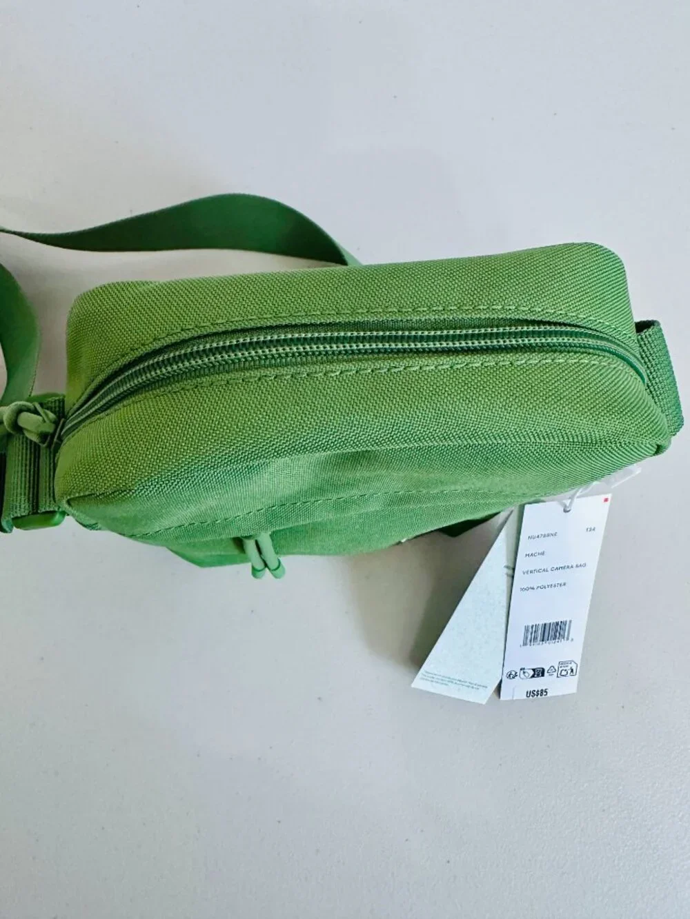 LACOSTE NEOCROC MACHE GREEN VERTICAL CAMERA CROSSBODY BAG UNISEX